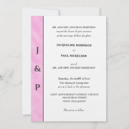 ミニマル赤面ピンクウォーターカラーグレーモノグラム 招待状