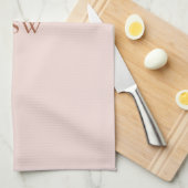 ミニマル赤面ピンクカスタムモノグラムイニシャル キッチンタオル (四つ折り)