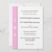 ミニマル赤面ピンクグレーモノグラム 招待状 (正面)