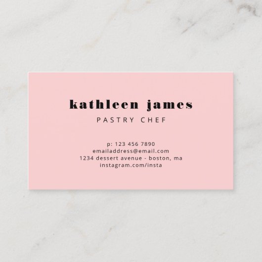 ミニマル赤面ピンクバルーンウィスクシェフ 名刺 (裏面)