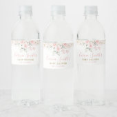 ミニマル赤面ピンクフローラバラベビーシャワー ペットボトルラベル (ボトル)