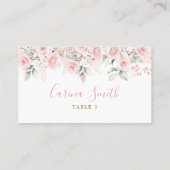 ミニマル赤面ピンクフローラベビーシャワー プレイスカード (裏面)