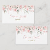 ミニマル赤面ピンクフローラベビーシャワー プレイスカード (正面/裏面)