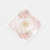 ミニマル赤面ピンクフローラ90th birthday party スタンダードランチョンナプキン (角)