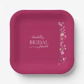 ミニマル赤面ピンクブライダルシャワー紙プレート ペーパープレート (正面)