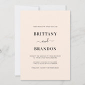 ミニマル赤面ピンクブラックライブストリ結婚ーム 招待状 (正面)