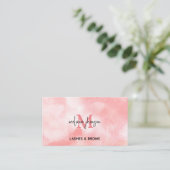 ミニマル赤面ピンクマーブルウォーターカラーモノグラム 名刺 (スタンド正面)