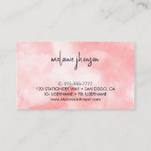 ミニマル赤面ピンクマーブルウォーターカラーモノグラム 名刺 (裏面)