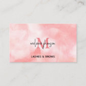 ミニマル赤面ピンクマーブルウォーターカラーモノグラム 名刺 (正面)