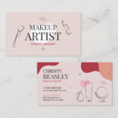 ミニマル赤面ピンクメイクアップアーティスト 名刺 (正面/裏面)