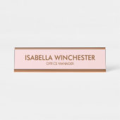 ミニマル赤面ピンクローズ名タイトルスタイリッシュシック デスクネームプレート (正面)