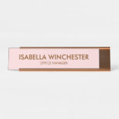 ミニマル赤面ピンクローズ名タイトルスタイリッシュシック デスクネームプレート (正面)