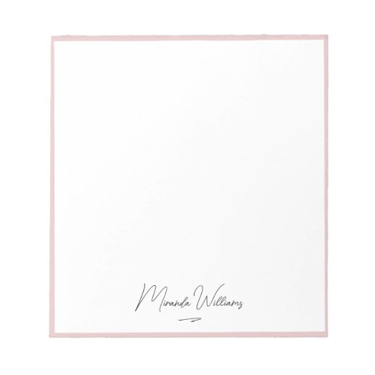 ミニマル赤面ピンク手書き名前をカスタムする ノートパッド (正面)