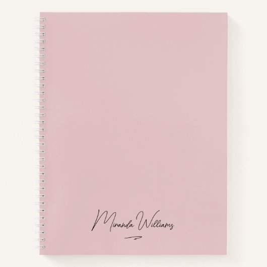 ミニマル赤面ピンク手書き名前をカスタムする ノートブック (正面)
