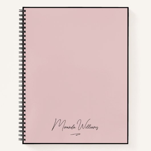 ミニマル赤面ピンク手書き名前をカスタムする ノートブック (正面)