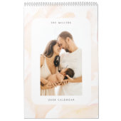 ミニマル赤面ピンク水彩家族写真 カレンダー (カバー)