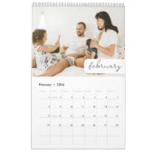 ミニマル赤面ピンク水彩家族写真 カレンダー (2月 2026)