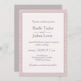 ミニマル赤面ピンク白ストライプ灰色結婚の 招待状