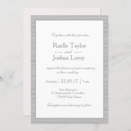 ミニマル赤面ピンク白ストライプ灰色結婚の 招待状