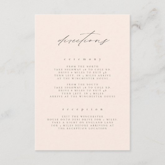 ミニマル赤面ファインアートフローラ結婚の方向 エンクロージャーカード (正面)