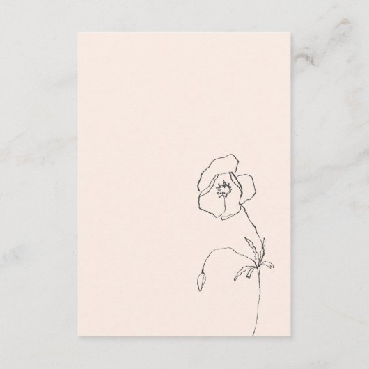 ミニマル赤面ファインアートフローラ結婚の方向 エンクロージャーカード (裏面)