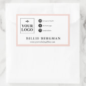 ミニマル赤面ブラックソーシャルメディアあなたのロゴ 長方形シール (バッグ)