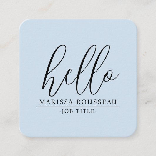 ミニマル赤面ブルーハローQRコードソーシャルメディア スクエア名刺 (正面)