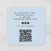 ミニマル赤面ブルーハローQRコードソーシャルメディア スクエア名刺 (裏面)