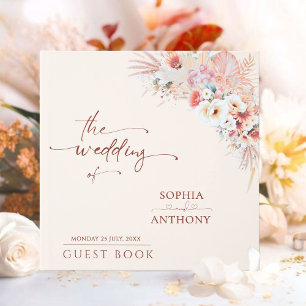 ミニマル赤面ボホ結婚フローラズゲストブック ゲストブック