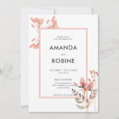 ミニマル赤面ワイルドフラワー結婚式招待状 招待状 (正面)