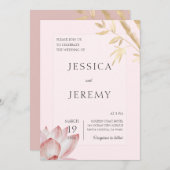 ミニマル赤面日本のバンブーアジア結婚ズ 招待状 (正面/裏面)