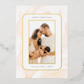 ミニマル赤面水の色メリークリスマスフォト 箔シーズンカード (正面)