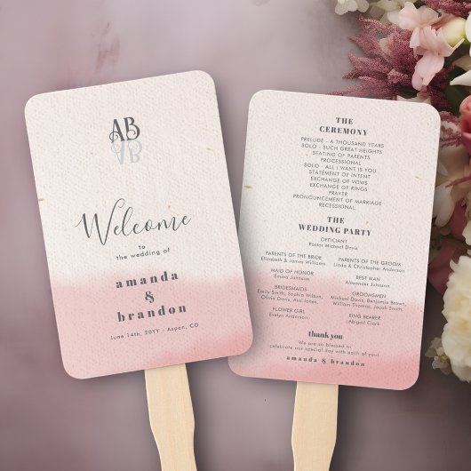 ミニマル赤面開花はっきりしたスクリプト結婚式 プログラム ハンドファン