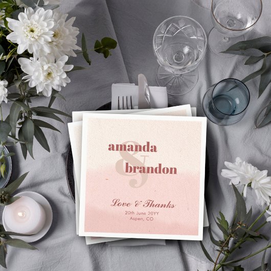 ミニマル赤面&開花はっきりしたスクリプトラブ&感謝してい スタンダードカクテルナプキン