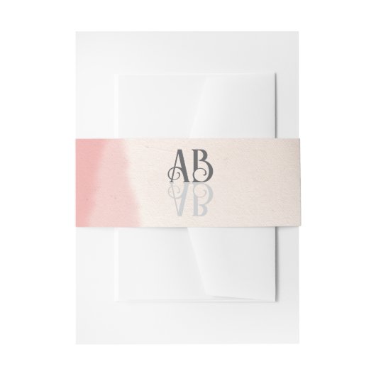 ミニマル赤面&開花スクリプはっきりしたモノグラム結婚ズ 招待状ベリーバンド (正面例)