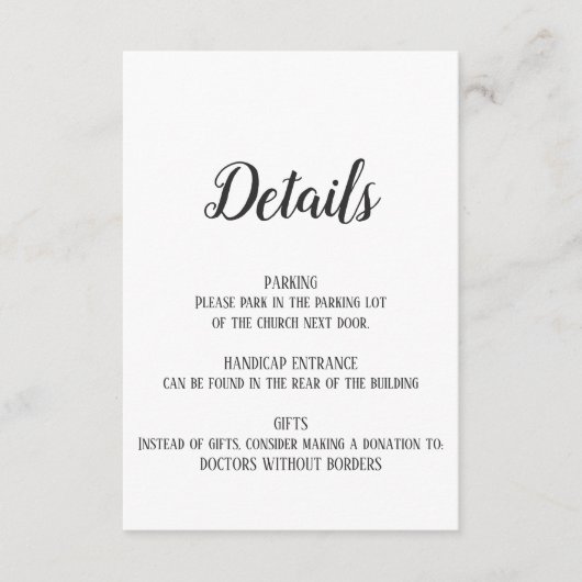 ミニマル退職詳細挿入カード エンクロージャーカード (正面)