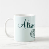 ミニマル造幣局ホワイトタンポポ花名 コーヒーマグカップ (左)