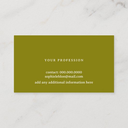 ミニマル連絡スカードオリーブ コーリングカード (裏面)