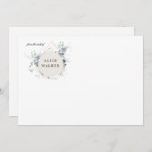 ミニマル野花モノグラム文房具 ノートカード (正面/裏面)