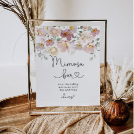 ミニマル野草花ミモザバー徴候 ポスター