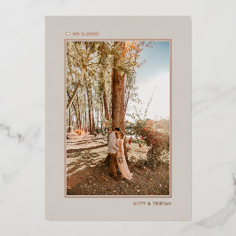 ミニマル金ゴールドたった今結婚しましたの駆け引き 箔招待状