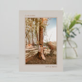 ミニマル金ゴールドたった今結婚しましたの駆け引き 箔招待状 (立ち正面)