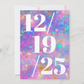 ミニマル金ゴールドとオパールはっきりしたピンクシック結婚ズ 招待状 (裏面)