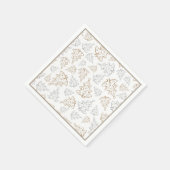 ミニマル金ゴールドとシルバークリスマスツリーパターン スタンダードカクテルナプキン (角)