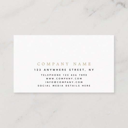 ミニマル金ゴールドとブラックタイポグラフィ/あなたのロゴ 名刺 (裏面)