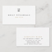 ミニマル金ゴールドとブラックタイポグラフィ/あなたのロゴ 名刺 (正面/裏面)