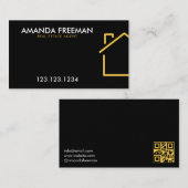 ミニマル金ゴールドとブラックハウスの輪郭実在領域 名刺 (正面/裏面)