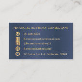 ミニマル金ゴールドとブルーモダンプロフェッショナル 名刺 (裏面)