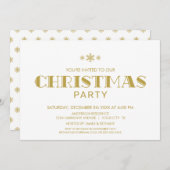 ミニマル金ゴールドとホワイトクリスマスパーティー 招待状 (正面/裏面)