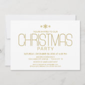 ミニマル金ゴールドとホワイトクリスマスパーティー 招待状 (正面)